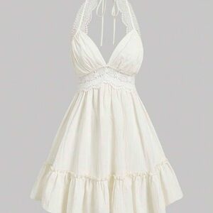 Elegant White Halter Dress